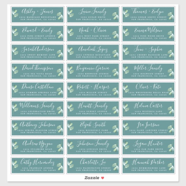 Foliage Green Wedding Guest Address Labels (Blatt)