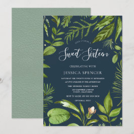 Foliage Grüntöne Moderne Natur Sweet 16 Party lade Einladung