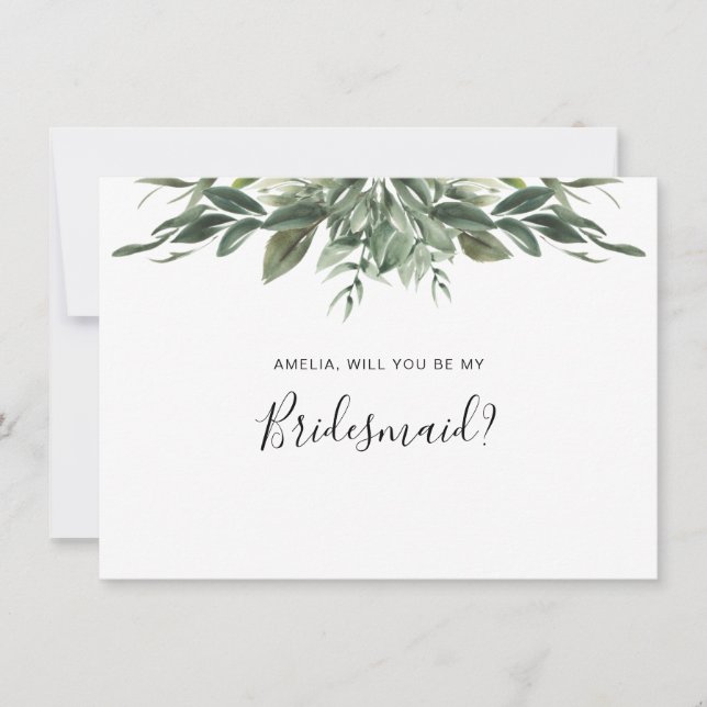 Foliage Leaf Bridesmaid-Flachkarte Dankeskarte (Vorderseite)