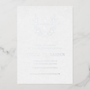 Foliage Leaf Line Art Moderne Hochzeit retten das  Folieneinladung