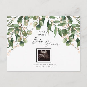 Foliage & Lichter Ultraschall-Foto Baby Shower Ein Einladungspostkarte