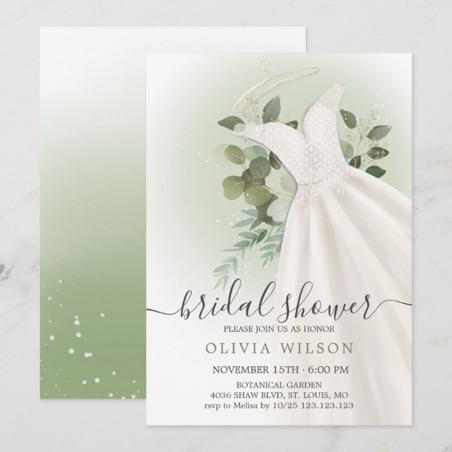 Foliage Mariage robe nuptiale douche Invitation (Devant / Derrière)