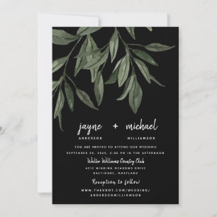 Foliage Modern Schriftart Black Website Hochzeit Einladung