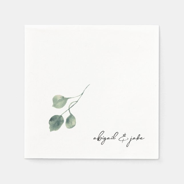 Foliage Modern Script Names Wedding Napkins Serviette (Vorderseite)