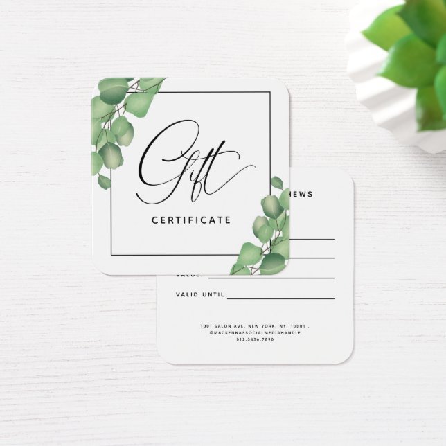 Foliage moderne Carte cadeau Simple Botanique Verd (Bureau)