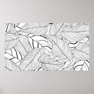 Foliage-nahtlose Blätter, lange Strichfarben Poster