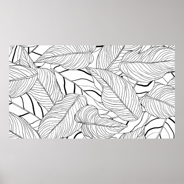 Foliage-nahtlose Blätter, lange Strichfarben Poster (Vorne)