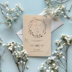 Foliage Rustic Papper Wedding Einladung