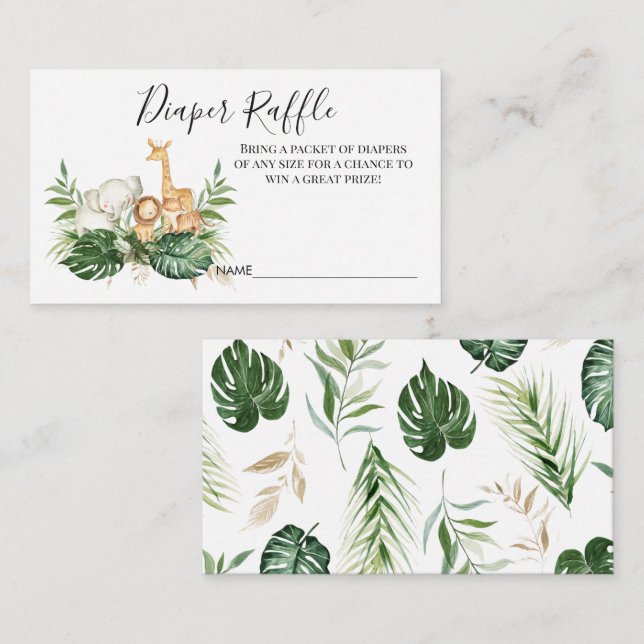 Foliage Safari Animaux Déchets Carte Raffle Insére (Devant / Derrière)