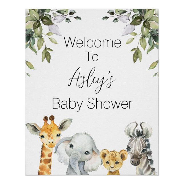 Foliage Safari Baby Dusche Willkommenspender Poster (Vorderseite)
