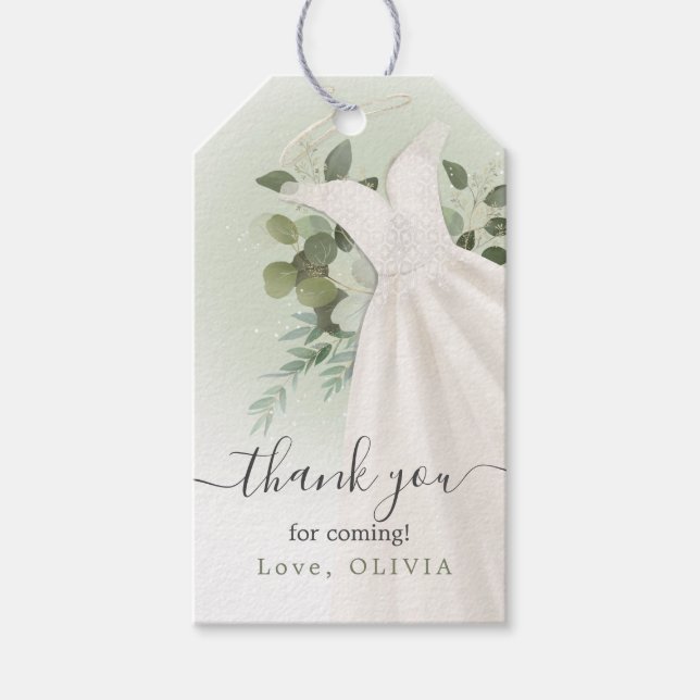 Foliage Wedding Dress Brautparty Geschenkanhänger (Vorderseite)