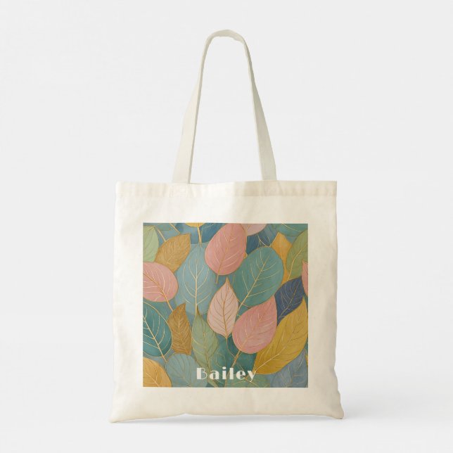 Foliage Whimsical : Sac fourre-tout Feuille Pastel (Dos)
