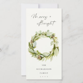Foliage Winter Wreath Merry & Bright Christmas Feiertagskarte