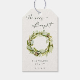 Foliage Winter Wreath Merry & Bright Christmas Geschenkanhänger