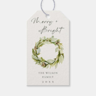 Foliage Winter Wreath Merry & Bright Christmas Geschenkanhänger