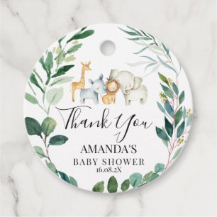 Foliage Wreath Safari Baby Dusche rund Geschenkanhänger