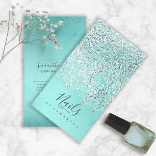 Folie abstrakt Silber Teal ID775 Visitenkarte
