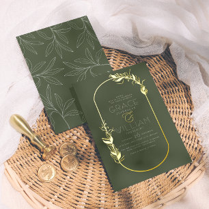 Folie gepresst   Sage Green Botanical Frame Weddin Folieneinladung