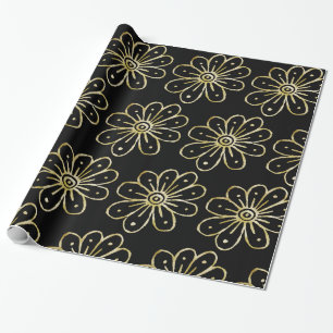 Folie Gold Blumen Geschenkpapier
