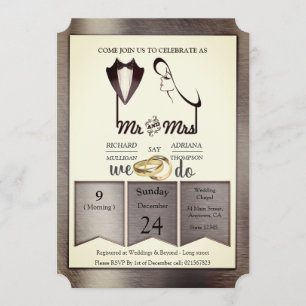 Folie-Gold-Silber-Messing Trendige Hochzeit Einladung