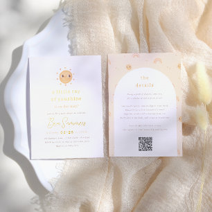 Folie Kleiner Sonnenschein QR Mädchen Baby Showe Folieneinladung