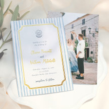Folie Launische Retro Blaue Streifen Hochzeit