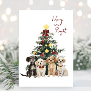 Folie Merry & Bright Hunde Weihnachtskarte Folien Feiertagskarte