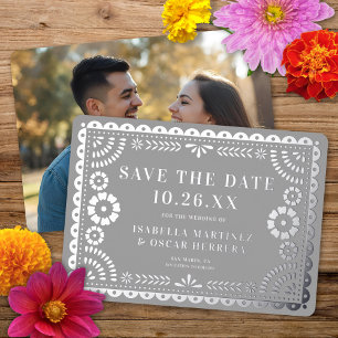 Folie Papel Picado Foto Hochzeit Save The Date Kar Folieneinladung