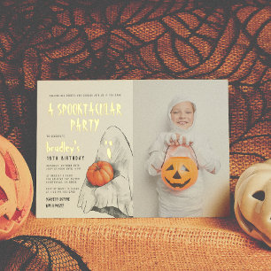 Folie-Spooktastische Halloween-Geist-Foto-Geburtst Folieneinladung