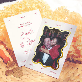 Folie Wellige Rahmen Retro-Foto-Hochzeit Folieneinladung