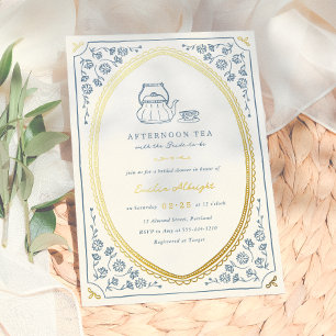 Folie Whimsicaler Vintage-Teeparty-Brautstrauß Folieneinladung