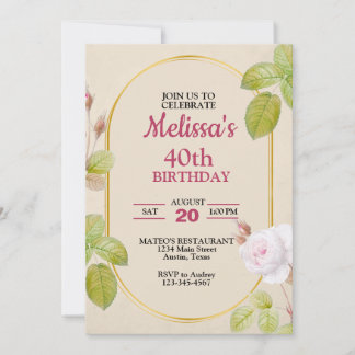 Folien in Goldrahmen und Blumengeburt Einladung