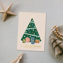 Folien-Retro-Vintage-Weihnachtsbaum-Feiertagskarte