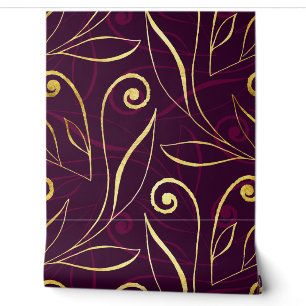 Folien und Wirbel Moderne Damaskus Lila und Gold Tapete