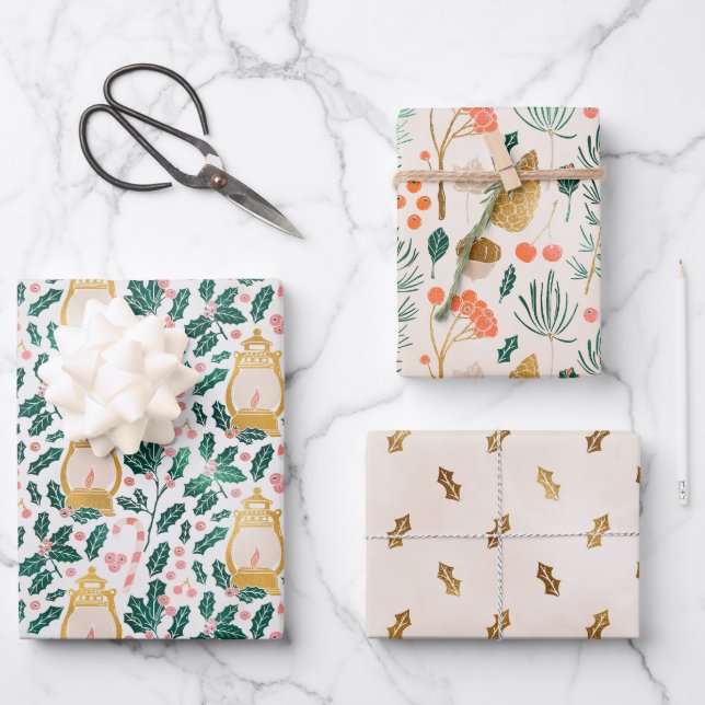 Folien zum Umhüllen von Gold- und Grünflächen Geschenkpapier Set (Vorderseite)