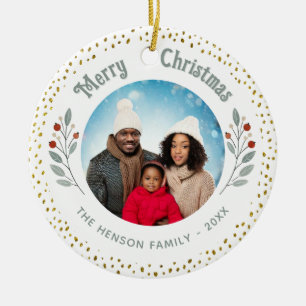 Folies Glitzer Weihnachtsfamilie Foto Keramik Ornament