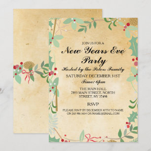 Folio d'hiver Vintage Nouvel An Invitation de la v