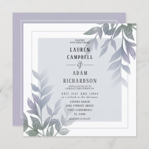 Folithe moderne violet Faire-part de mariage Lilac