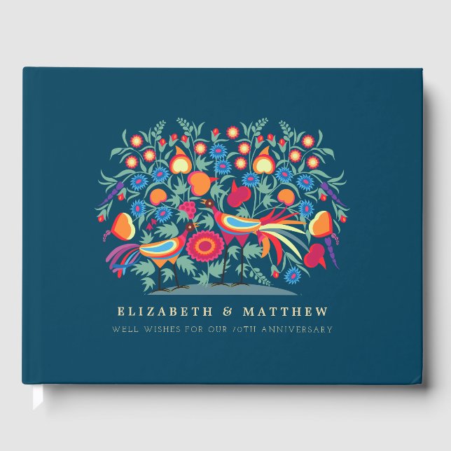 Folk Art 70. Wedding Anniversary Guest Books Gästebuch (Vorderseite)