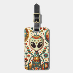 Folk Art Alien Bug Luggage Tag - Anpassen Gepäckanhänger