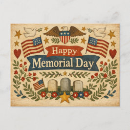 Folk Art Americana Memorial Day Feiertagspostkarte