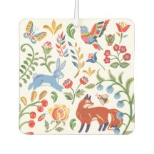 Folk Art Animal Woodland Floral Fox Rabbit Bird