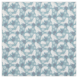 Folk Art Arctic Fox im Schnee mit Holly Stoff