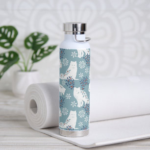 Folk Art Arctic Fox im Schnee mit Holly Trinkflasche
