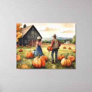 Folk Art Autumn Americana Leinwanddruck