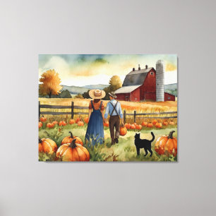 Folk Art Autumn Americana Leinwanddruck