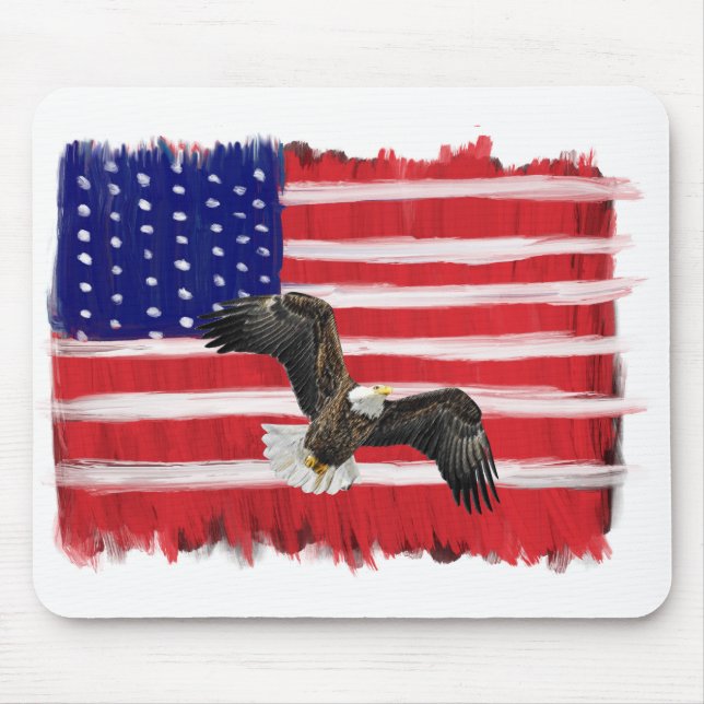 Folk Art bemalt Flag mit Adler Mousepad (Vorne)