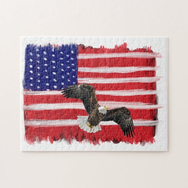 Folk Art bemalt Flag und Adler (Horizontal)