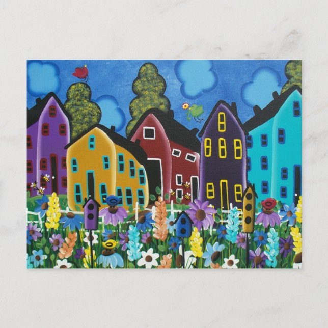 FOLK ART Besy Bee by LORI EVERETT Postkarte (Vorderseite)