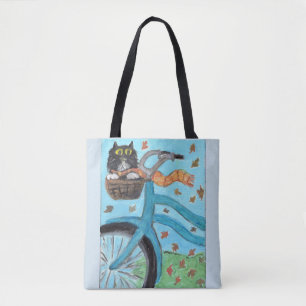 Folk Art Bicycle Cat Einzigartige Fun Malerei Tasche